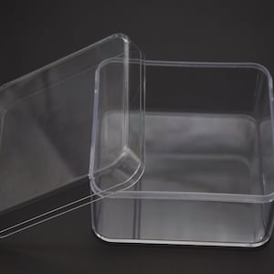Caja de plástico transparente cuadrada de 2 piezas de 85mm x 85mm x 50mm, caja ps transparente con tapa, contenedor de caja transparente, cajas de plástico AB91