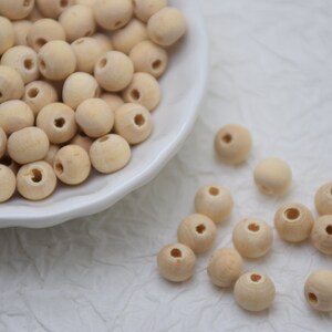 Wooden Round Beads-Wooden Ball Beads-Natural Wooden Beads-Unfinished Wood Beads-DIY Charm Beads-Jewelry Wooden Findings-Round Beads