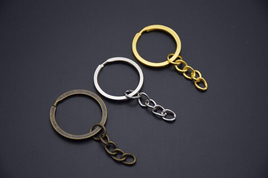 Nice Key Chain Rings 10 Metal Key Chain Rings,25mm Split Key Chain Ring With 25mm Link Chain ...
