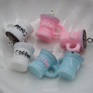 12 Coffee Cup Resin Slime Charms Pendants Cabochons Ornaments Decoration Embellishment Earring Keychain,Scrapbook DIY Crafts,21mmx20mm