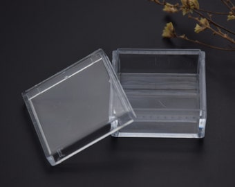 Boîte carrée en plastique transparent, 12 pièces, 40mm x 40mm x 24mm, boîte ps transparente avec couvercle, conteneur transparent, boîtiers en plastique AB54