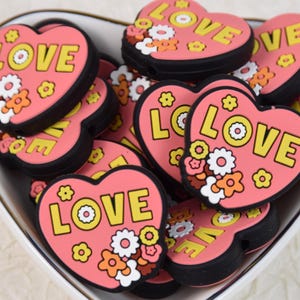 Flower Love Heart Silicone Beads,Silicone Focal Beads,Charms Beads,Crafting Supplies,Beading Supplies,Wholesale Beads,Bulk Beads DIY