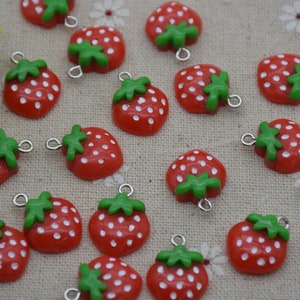 12 Resina Cabochons Fragola Frutta Piatta Posteriore Cabochon Charms Fai da te Artigianato Decorazione Accessorio Scrapbooking Cabs Cameo Gioielli Fare 16x15mm