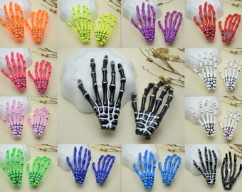 Choose Colors-12 pcs plastic skull hand/skeleton hand with metal hair clip