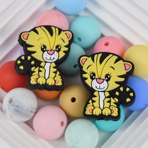 Cartoon Tiger Animal Cute Silikonowe Koraliki, Silikonowe Koraliki Ogniskowe, Charms Koraliki, Materiały Rzemieślnicze, Materiały Koralikowe, Hurtowe Koraliki, Hurtowe Koraliki DIY