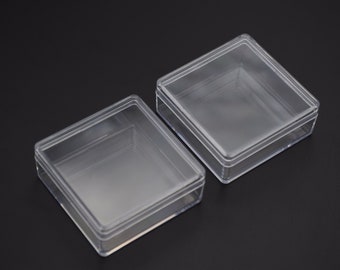 Boîte en plastique transparente carrée de 10 pièces 50mm x 50mm x 20mm, boîte ps transparente avec couvercle, conteneur de boîte transparente, étuis en plastique AB67