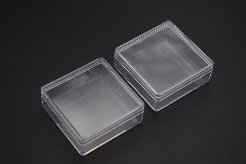 Boîte en plastique transparente carrée de 10 pièces 50mm x 50mm x 20mm, boîte ps transparente avec couvercle, conteneur de boîte transparente, étuis en plastique AB67 image 1