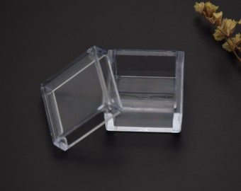 12Pieces 25mmx25mmx18mm square clear plastic box,transparent ps box with lid,clear box container,plastic cases AB52