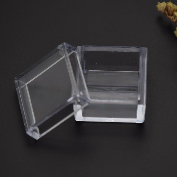 12Pieces 25mmx25mmx18mm square clear plastic box,transparent ps box with lid,clear box container,plastic cases AB52