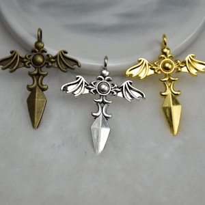 Cross Pendant,Earring Necklace Charm,DIY Jewelry Supply,Metal Crafts,44mmx35mm
