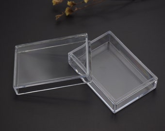 6 pièces 57mm x 40mm x 20mm (hauteur) rectangle boîte en plastique transparent, boîte ps transparente avec couvercle, boîte transparente, étuis en plastique AB58