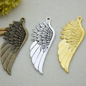 10 metal animal feather wing charms pendants,necklace charm,jewelry charm,jewelry pendant,55x20mm