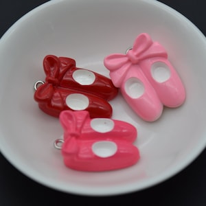 12 Resin Ballet Shoe Charms Earring Necklace Bracelet Bead Pendants DIY Jewelry Cute Decoden Cabochon Keychain Crafts 26x18mm