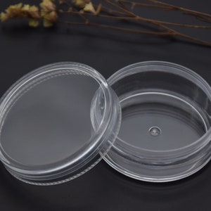 Boîte ronde en plastique transparent 10 pièces 50 mm x 20 mm, boîte acrylique transparente avec couvercle, récipient transparent, boîtiers en plastique AB49