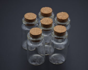 10Pcs 7ml Empty Clear Glass Bottles With Corks Stopper,Transparent Vials Jars Containers,Wishing Message Bottles Wedding Decoration Gifts