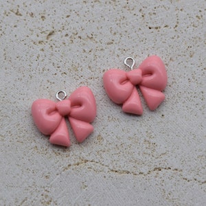 6/12/24 Resin Pink Bowknot Charms Earring Necklace Bracelet Pendants DIY Jewelry Making Supplies Keychain Decoden Accessories 21mmx19mm