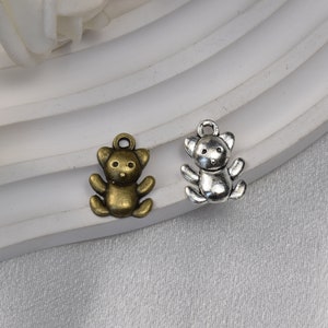Cartoon Bear Pendant,Jewelry Accessories Decor,Keychain Key Ring Findings,Earring Necklace Charm,DIY Jewelry Supply,Metal Craft,17mmx13mm