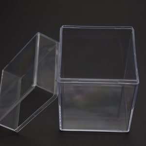 Scatola quadrata in plastica trasparente da 2 pezzi 70mmx70mmx100mm, scatola ps trasparente con coperchio, contenitore trasparente, custodie in plastica AB103