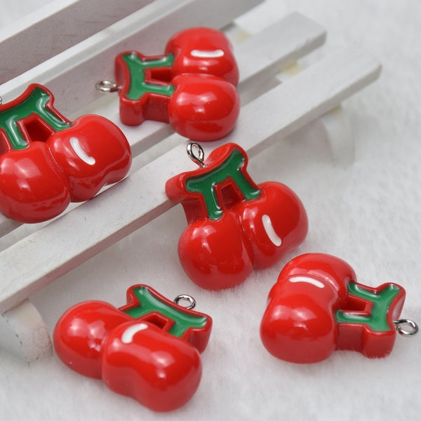 Resin Cherry Pendants,Plastic Fruit Gift Charm,DIY Jewelry Accessories,Keychain Earring Necklace Bracelet Decor,Embellishments,Ornaments