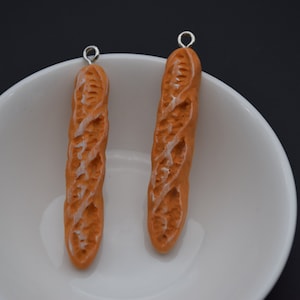 10 Resin Baguette Bread Charm Earring Necklace Bracelet Pendants DIY Jewelry Decoden Charm Supply Keychain Accessories 48x9mm