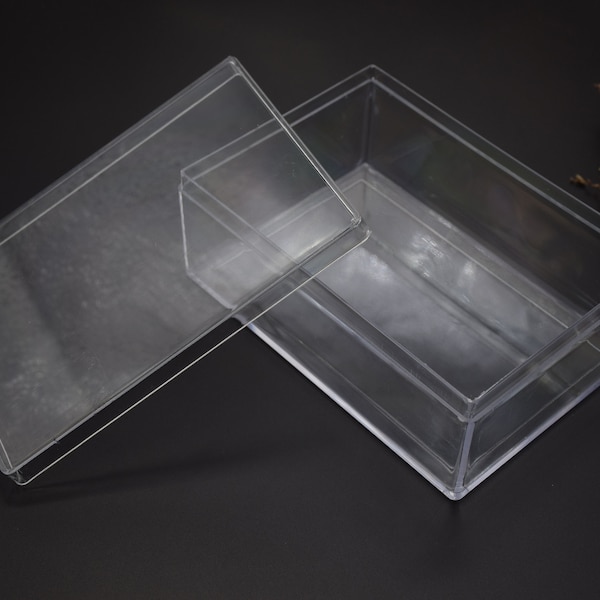 Boîte rectangulaire transparente en ps de 130 mm x 90 mm x 50 mm (hauteur), boîte en ps transparente avec couvercle, récipient transparent, étuis en plastique AB57