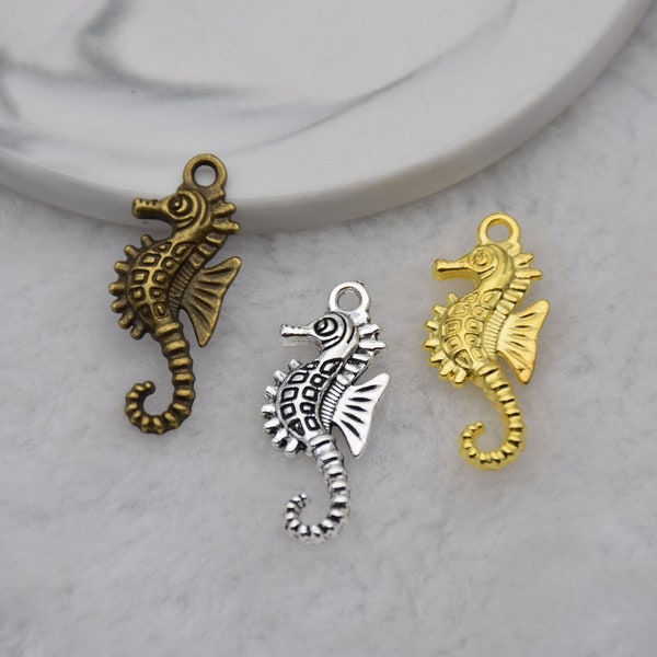 Seahorse Hippocampus Sealife Animal Tortoise Pendant,Earring Necklace Charm,DIY Jewelry Supply,Metal Crafts,28mmx12mm