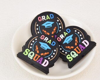 Grad Squad Cap-Silikon-Fokus-Perlen, Abschluss-Hut-Fokalperlen, Schule-lose Stiftperlen, Basteln, Perlenzubehör, DIY-Bulk-Perlen