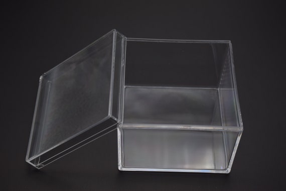 1個 90mmx90mmx70mm 正方形透明プラスチックボックス、蓋付き透明PS