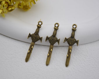 12 messer charm anhänger,katana schwert verzierung ketten charme,schmuck charm,schmuck anhänger,35x12mm