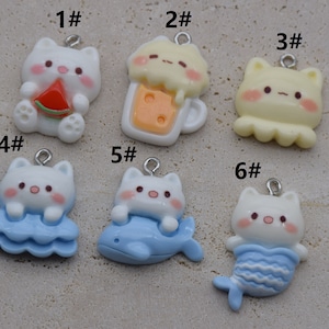 6/12/24 Resin Cute Cartoon Cat Animal Charms Earring Necklace Bracelet Pendants DIY Jewelry Making Supplies Keychain Decoden Accessories