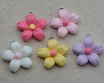 Ciondoli di fiori in resina a fondo piatto perline per artigianato 100 pz/lotto
