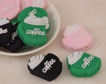 Coffee Mug Silicone Focus Beads,Cup Focal Beads,Wristlet Beads,Charm Bead,Crafting Supplies,Beading Supplies,Wholesale Beads,Bulk Beads DIY