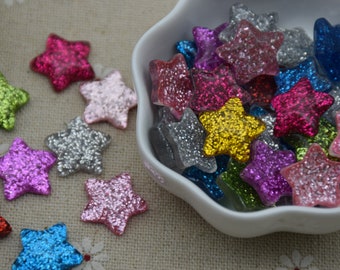 20 Resin Cabochons Glitter Star Pentagram Flat Back Cabochons Charms DIY Craft Decoration Accessory Scrapbooking Cameo Jewelry Making 17mm