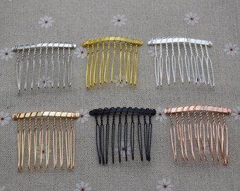 2x Metall Haarspange Kamm Folie 10 Zähne Hochzeit Braut Frisur