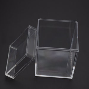 Scatola quadrata in plastica trasparente da 2 pezzi 60mmx60mmx80mm, scatola ps trasparente con coperchio, contenitore trasparente, custodie in plastica AB95