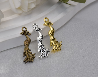 Phoenix Animal Pendant,Jewelry Accessories Decor,Keychain Key Ring Findings,Earring Necklace Charm,DIY Jewelry Supply,Metal Craft,31mmx11mm