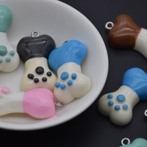 12 Resin Adorable Dog Bone Charm Earring Necklace Bracelet Bead Pendants DIY Jewelry Decoden Cabochon Keychain Accessories 32x18mm image 2