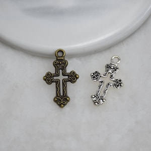Cross Pendant,Earring Necklace Charm,DIY Jewelry Supply,Metal Crafts,26mmx16mm
