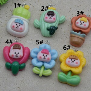 6/12/24 Resina Cartoon Fiore Cactus Pianta Charms Orecchino Collana Bracciale Ciondolo Gioielli fai da te Forniture Portachiavi Decoden Accessori