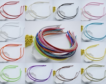 10Pieces 5mm satin wrapped headband,satin covered headband,fully lined up with a satin ribbon headband