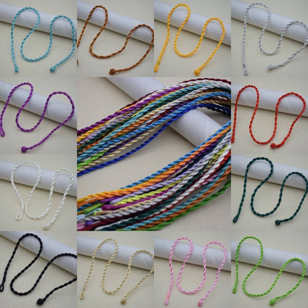 Perfect for glass tile/20pcs 18-20 inch 3mm assorted color chinese twist silk necklace cord with a loop and a knot