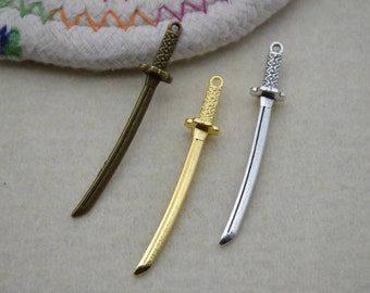 12 Messer Charm Anhänger,Katana Schwert Ornament Halskette Charm,Schmuck Charm,Schmuck Anhänger,49x8mm