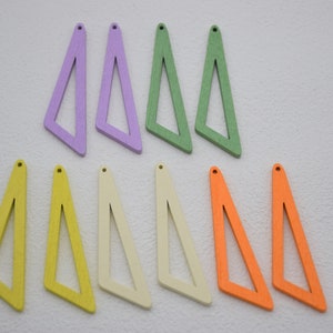 Triangle Wooden Earring,Unfinished Wood Cutout Earring,Painted Wooden Drop Charm,Stained Wood Bead Charm,Geometric Wood Dangle,Jewelry Craft
