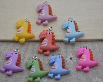 12 Resin Adorable Dinosaur Charms Earring Necklace Bracelet Bead Pendants DIY Jewelry Decoden Animal Keychain Accessories 21x15mm