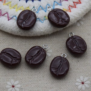 20 Coffee Bean Resin Slime Charms Pendants Cabochons Ornaments Decoration Embellishment Earring Keychain,Scrapbook DIY Crafts,20mmx13mm