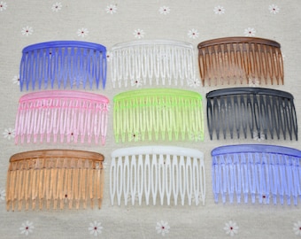 10Pieces Mix Colors-14 teeth plastic hair combs,wedding bridal combs,hair accessory,hair craft,head supplies,DIY combs,7.2cm(L)x4.5cm(H)