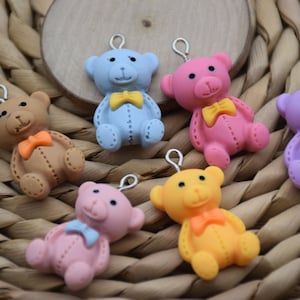 12 Resina Carino Orso Charms Orecchino Collana Bracciale Pendenti perline Gioielli fai da te Decoden Animale Cabochon Portachiavi Accessori 30x16mm
