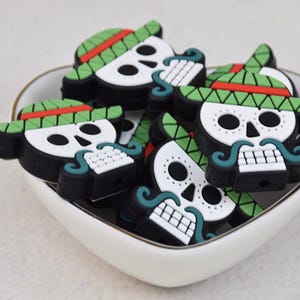 Skeleton Skull Head Silicone Beads,Silicone Focal Beads,Charms Beads,Crafting Supplies,Beading Supplies,Wholesale Beads,Bulk Beads DIY