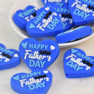 Happy Father&#39;s Day Heart Silicone Beads,Love Focal Beads,Wristlet Beads,Charm Bead,Crafting Supplies,Beading Supplies,Wholesale Beads DIY