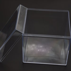 1 unidad de caja cuadrada de plástico transparente de 100mm x 100mm x 100mm, caja ps transparente con tapa, contenedor de caja transparente, cajas de plástico AB105